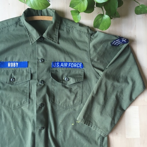 Vintage Other - VINTAGE US Air Force Button Up Shirt Olive S-XL